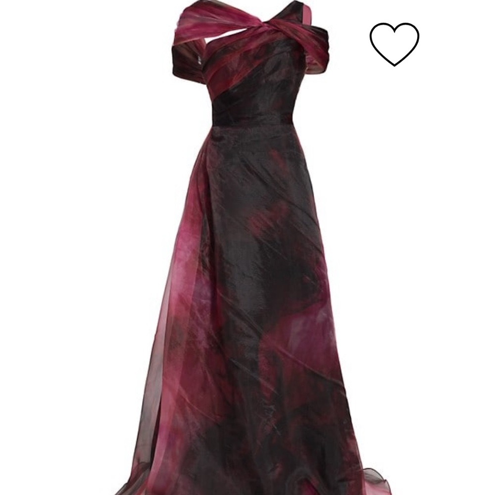 Rene Ruiz organza gown in marbled raspberry and plum. Sz 4